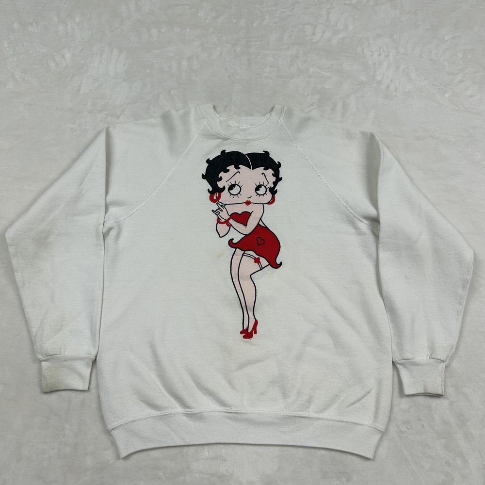 Lee Sweatshirt mens Large White Betty Boop Graphic Vintage USA Made